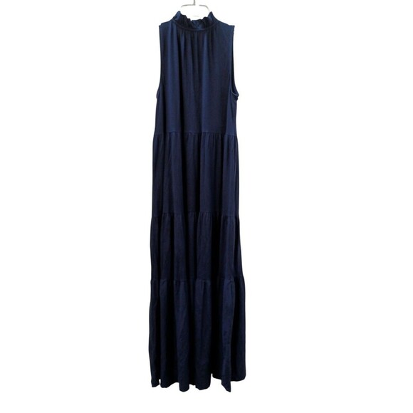 Lilly Pulitzer Malone Maxi Dress Small Navy Blue Tiered Skirt Tassel Resort Wear - Picture 6 of 8